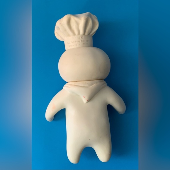 Vintage White Plastic Pillsbury Dough Boy with Blue Accents - Picture 7 of 16